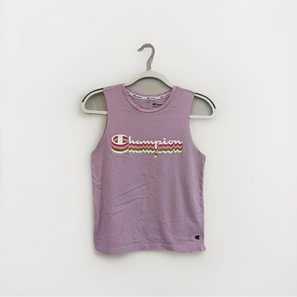 Champion Purple Logo Tank Top Athletic Cut